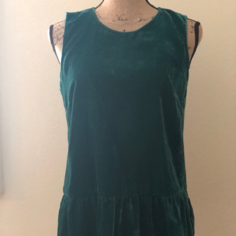 J.Crew Green Velvet Peplum Top - 2